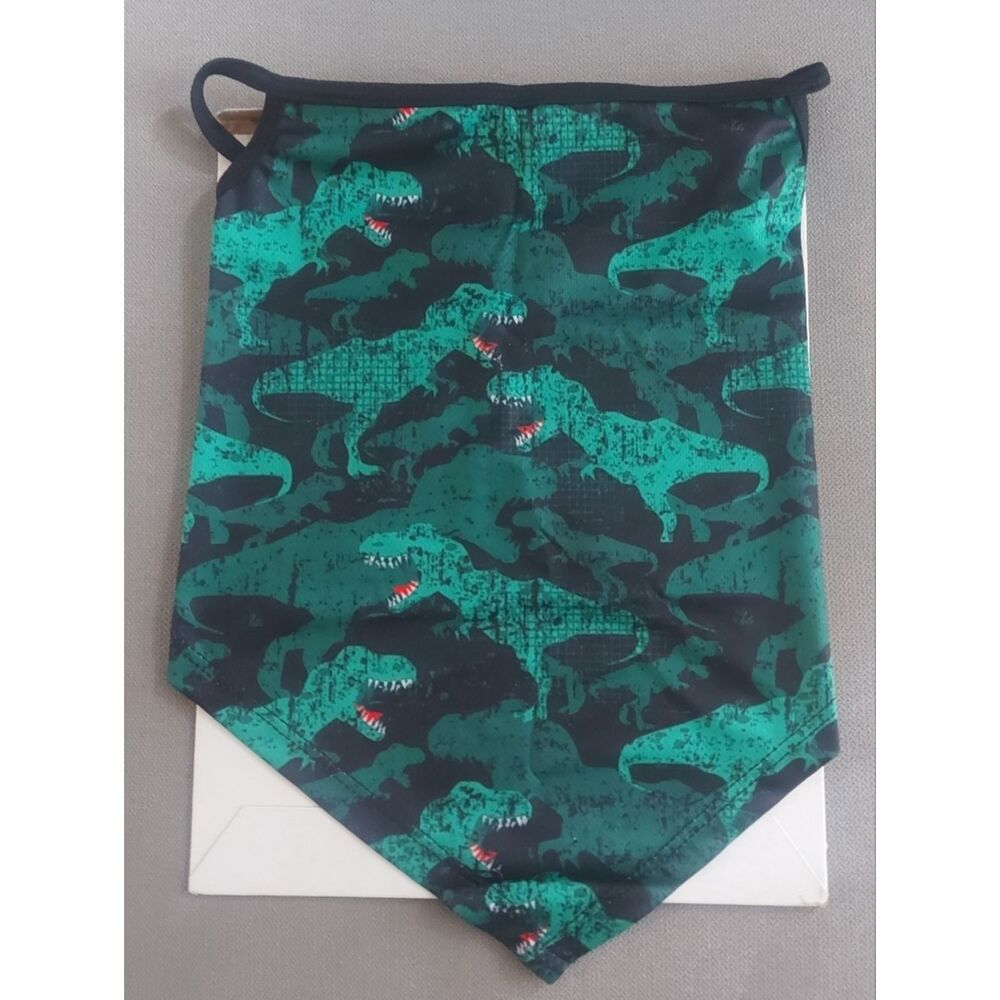 Green & Black Dinosaur Print Bandanas For Kids